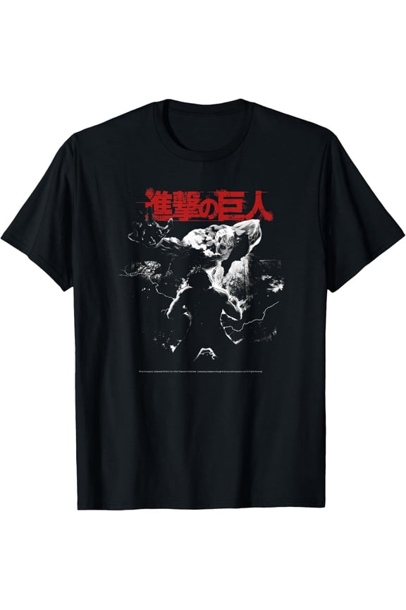 Attack on Titan Season 2 Black and White Key Art AOT Anime T-Shirt