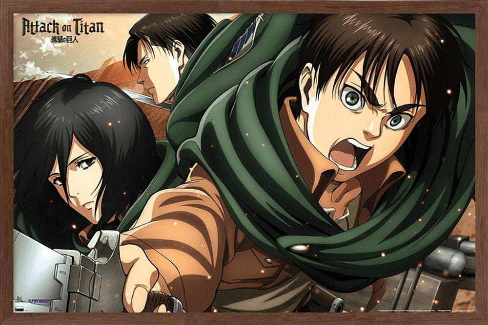 Attack on Titan: Season 2 - Intense Wall Poster, 14.725" x 22.375", Framed