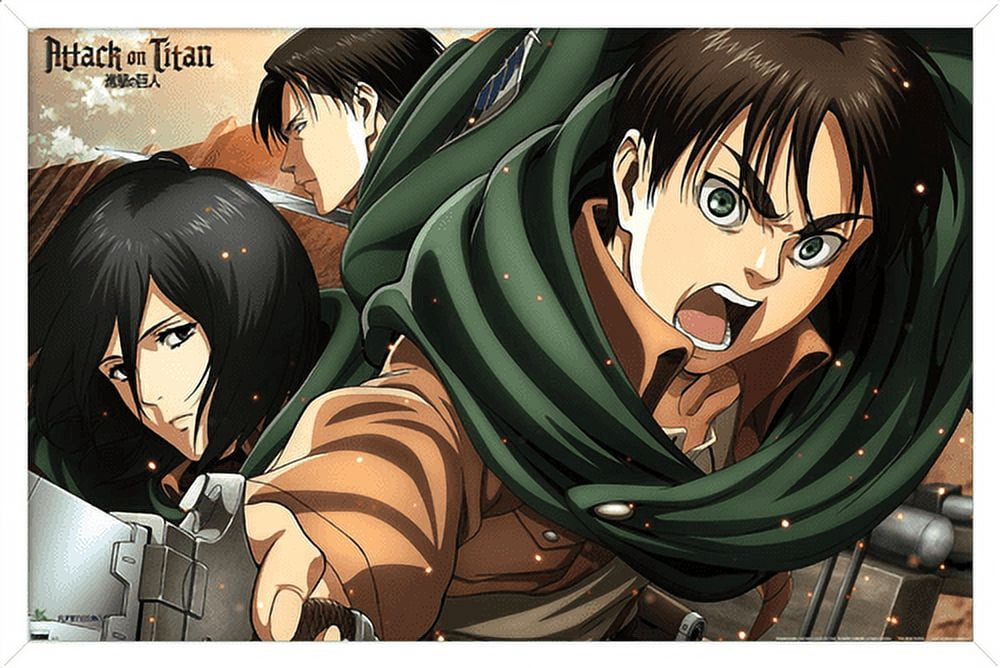 Attack on Titan: Season 2 - Intense Wall Poster, 14.725" x 22.375", Framed