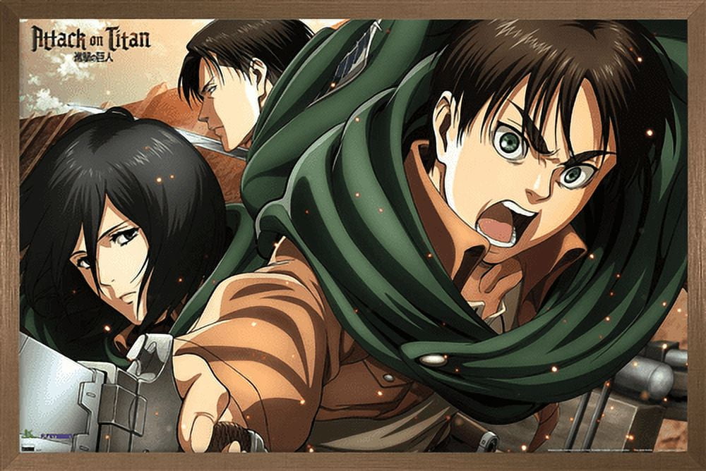 Attack on Titan: Season 2 - Intense Wall Poster, 14.725" x 22.375", Framed