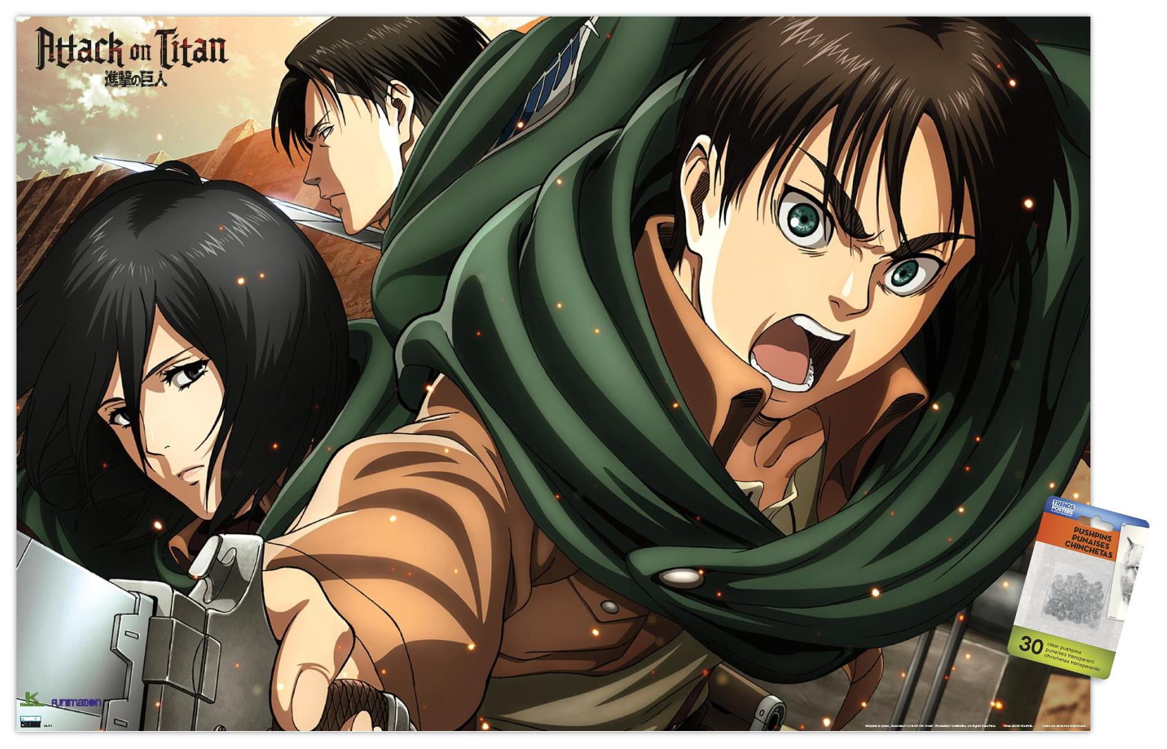 Attack on Titan: Season 2 - Intense Wall Poster with Pushpins, 22.375" x 34"
