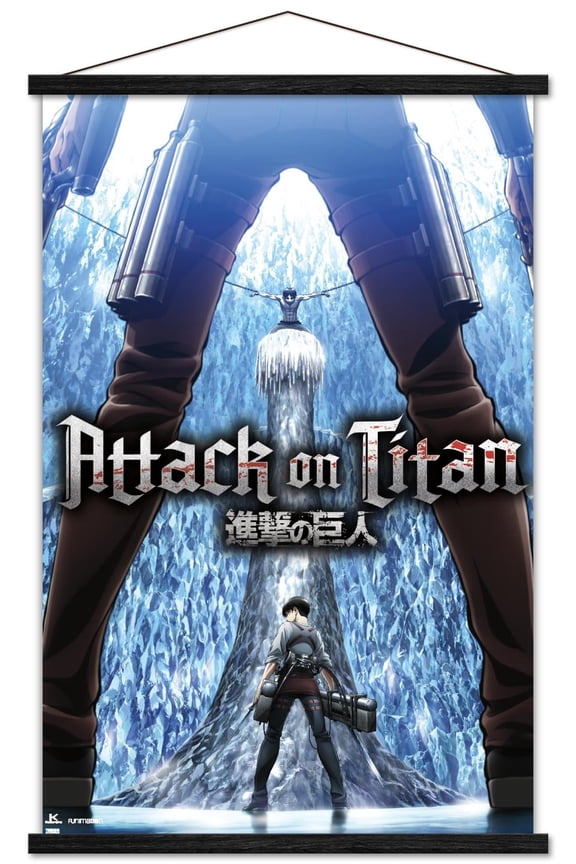 Attack on Titan: Season 3 - Chains Wall Poster with Wooden Magnetic Frame, 22.375" x 34"