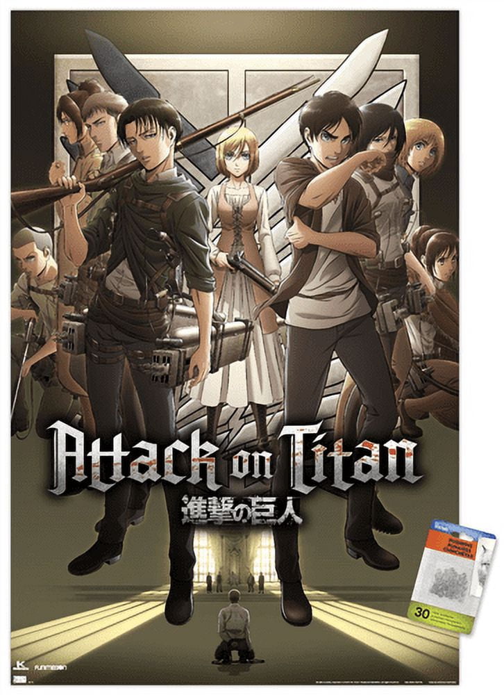 Attack on Titan: Season 3 - Group Wall Poster with Pushpins, 22.375" x 34"
