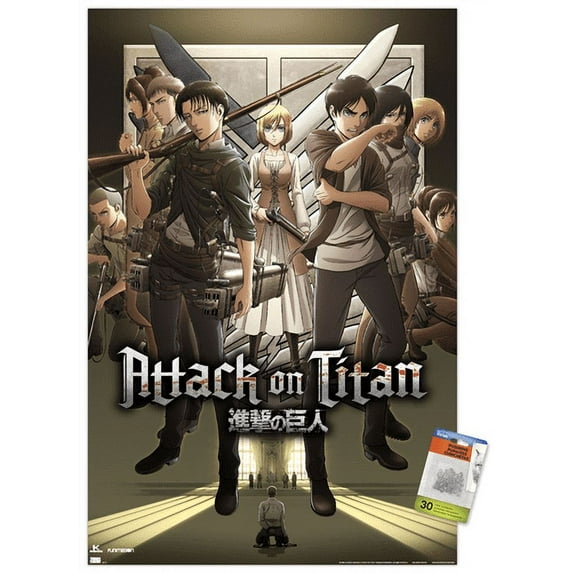 Attack on Titan: Season 3 - Group Wall Poster with Pushpins, 22.375" x 34"
