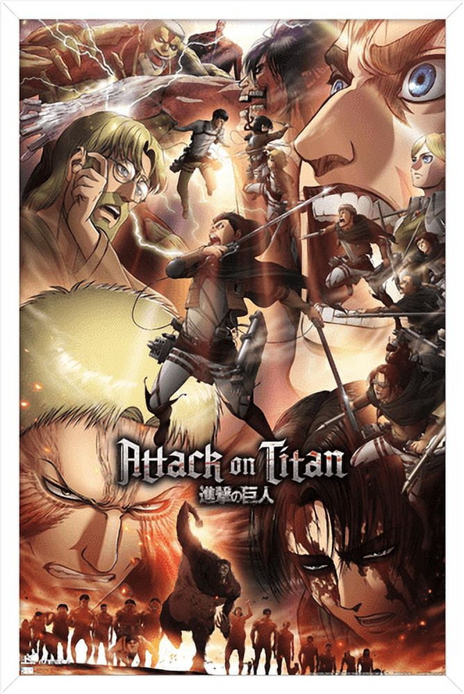Attack on Titan: Season 3 - Key Art Wall Poster, 14.725" x 22.375", Framed
