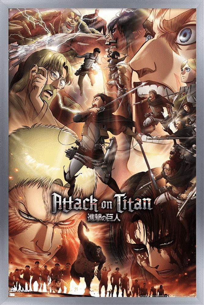 Attack on Titan: Season 3 - Key Art Wall Poster, 14.725" x 22.375", Framed
