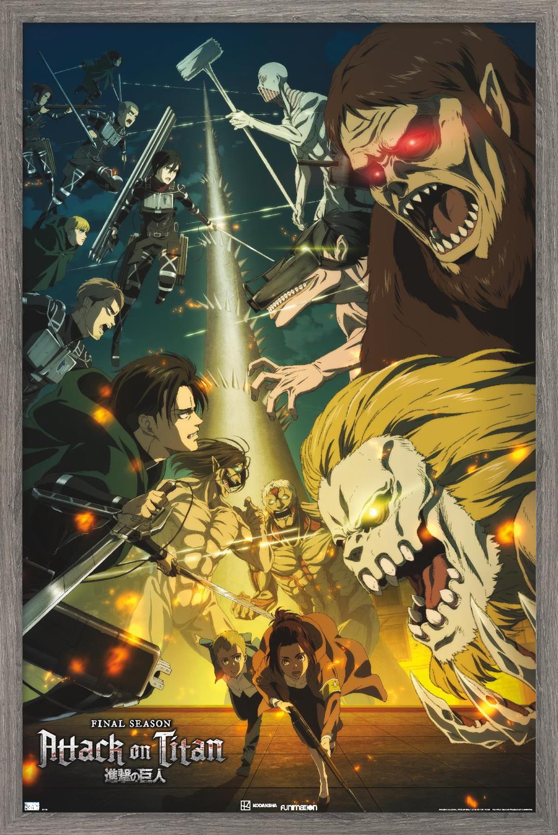 Attack on Titan: Season 4 - Key Visual 3 Wall Poster, 14.725" x 22.375" Framed