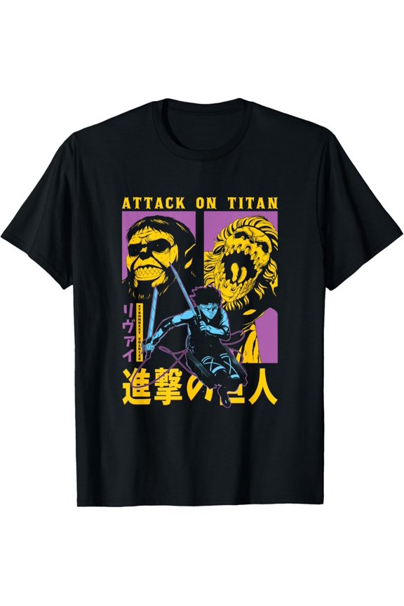 Attack on Titan Season 4 Split Titan Faces Attack Pose Anime T-Shirt