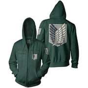 Attack on Titan Survey Corps Adult  Anime Zip Hoodie by Ripple Junction Large Dark Green
