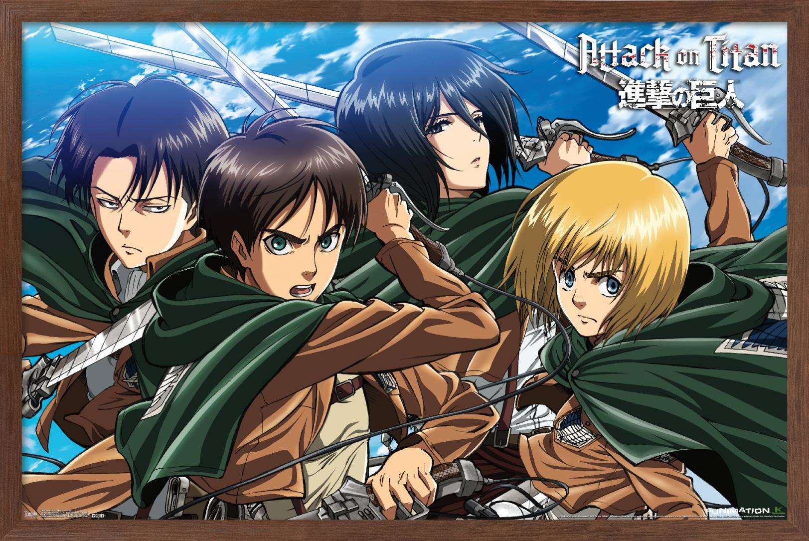 Attack on Titan - Swords Wall Poster, 14.725" x 22.375", Framed