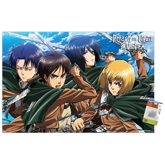 Attack on Titan - Swords Wall Poster with Push Pins, 22.375" x 34"
