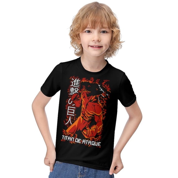 Attack on Titan T-Shirt for Boys Girls, Unisex Anime Crew Neck Tee for Kid Teen Children, Casual Short Sleeve Tops, 6-12 Y