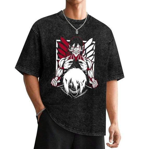 Attack on Titan T-Shirts for Men Women, Unisex Anime Shirts, Retro Cotton Short Sleeve Tee, Vintage Crew Neck Tops, S-2XL
