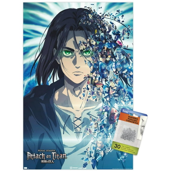 Attack on Titan: The Final Season - Fragments Wall Poster with Push Pins, 14.725" x 22.375"
