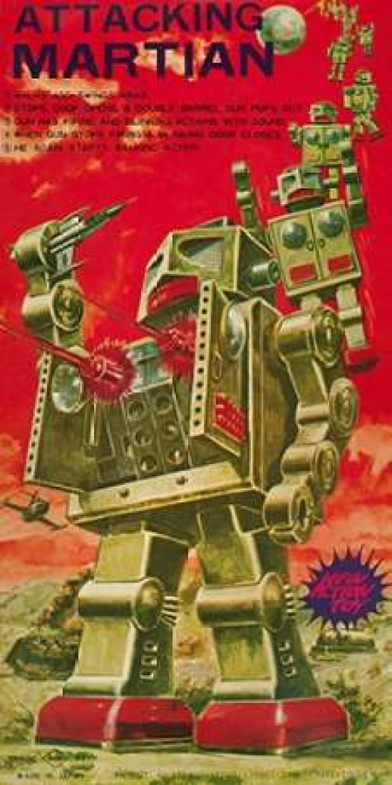 Attacking Martian Canvas Art - Retrobot (10 x 20)
