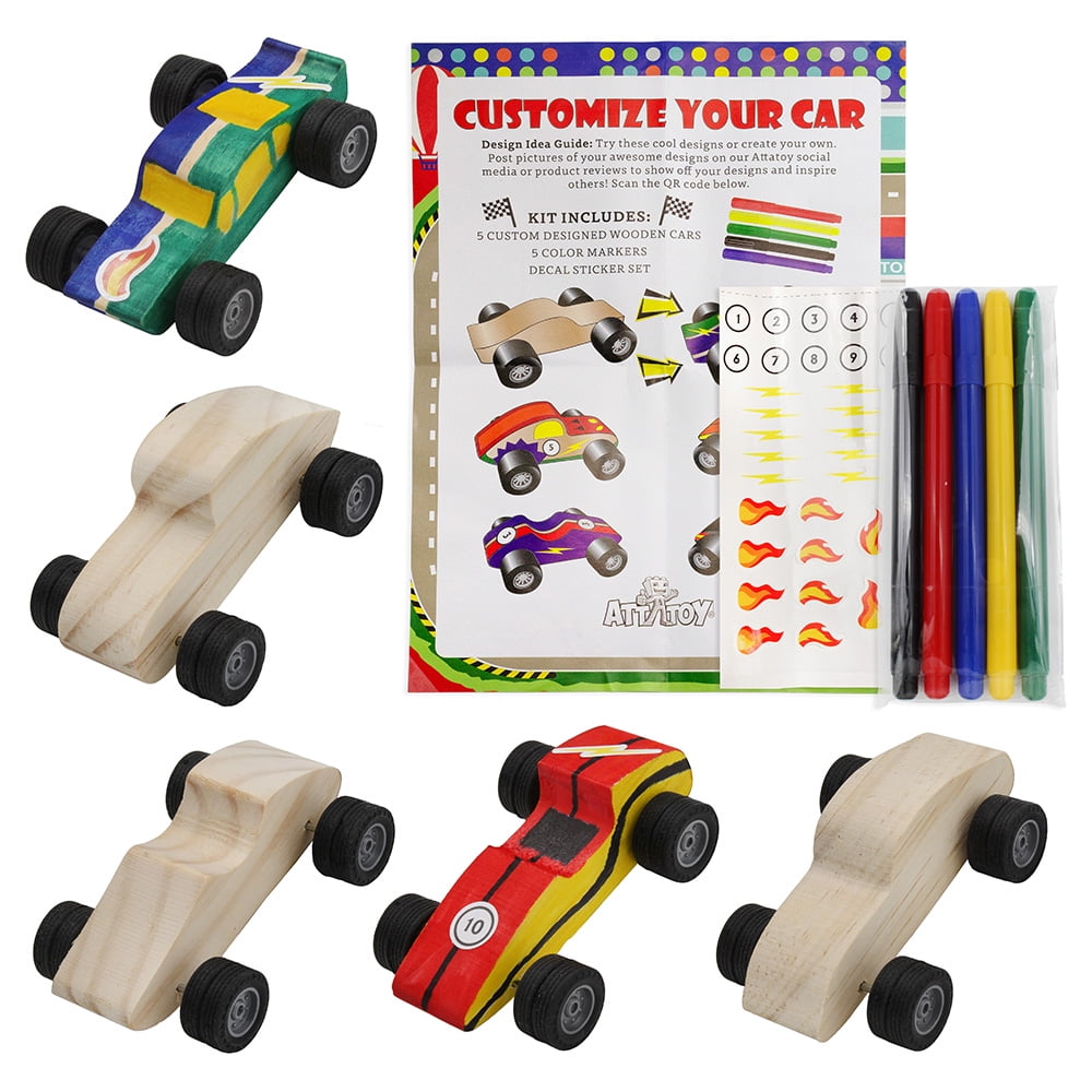 Made by Me Build & Paint Your Own Wooden Cars DIY Wood Craft Kit, Easy to  Assemble and Paint 3 Race Cars Arts and Crafts Kit 