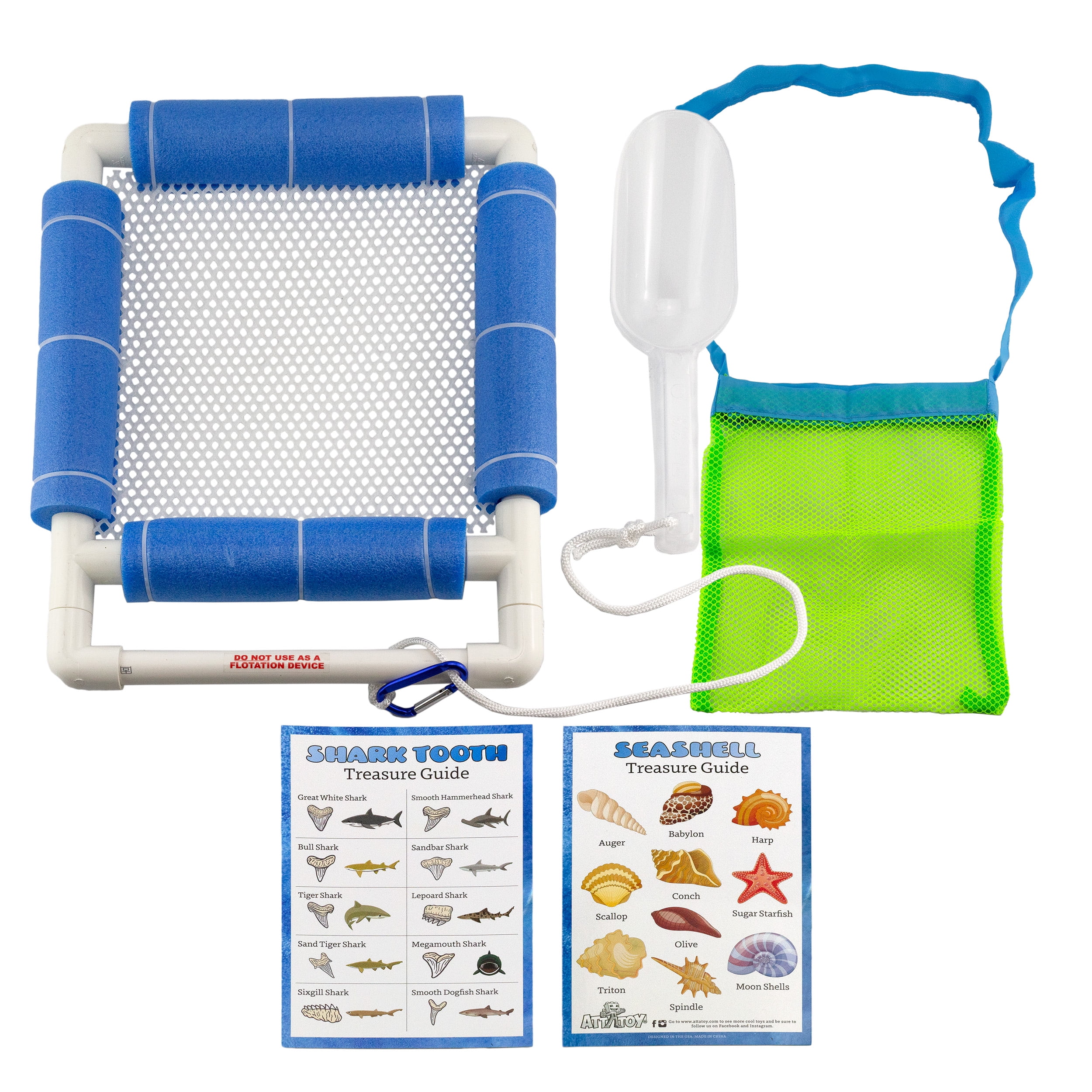 Free Shipping Attatoy Shark Tooth Sand Sifter Set Beach Fun Play Set w Mesh Screen Scoop Clip Bag and Treasure Hunt Guide Walmart