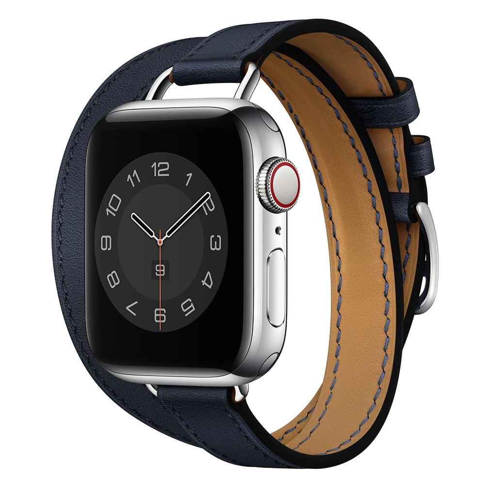 Aftermarket Bracelet/Strap White Printed Double Tour Band Apple iWatch Hermes in Leather