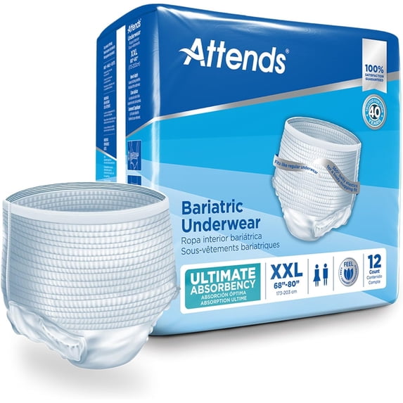 Attend Bariatric Unisex Underwear, Heavy Absorbency, 2X-Large, 48ct
