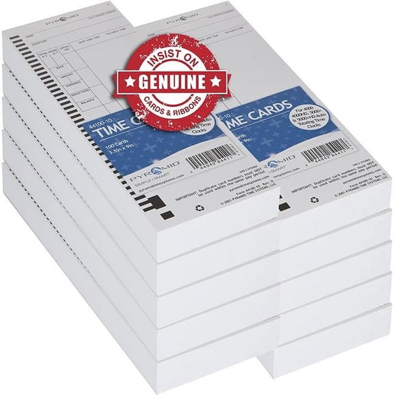 Attendance Cards for Time Clock Models 4000-4000PRO-4000HD-4000PRO-5000-5000HD, White - 1000 per pack