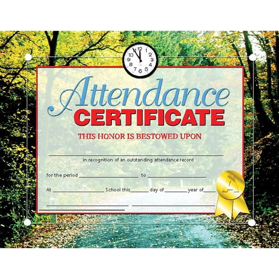 Attendance Certificate, 8.5" x 11", Pack of 30