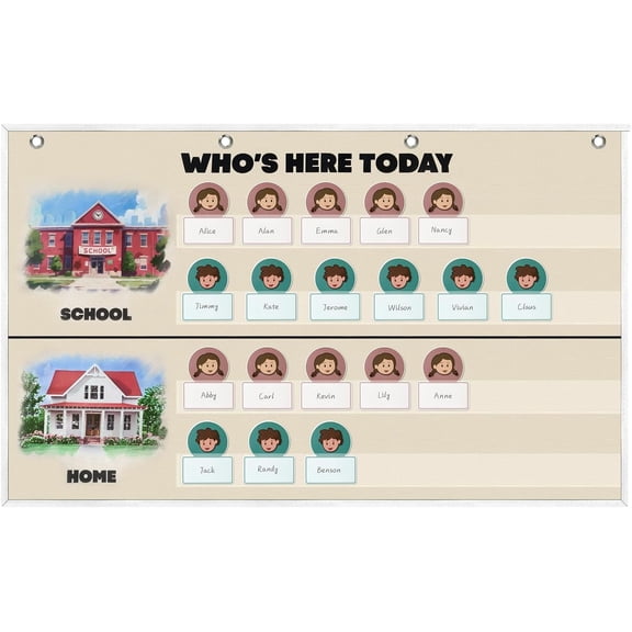 Attendance Pocket Chart for Classroom, Durable Classroom Management Pocket Chart 36 People Cards Included, Helping Hands Pocket Chart for Sunday School (Attendance)