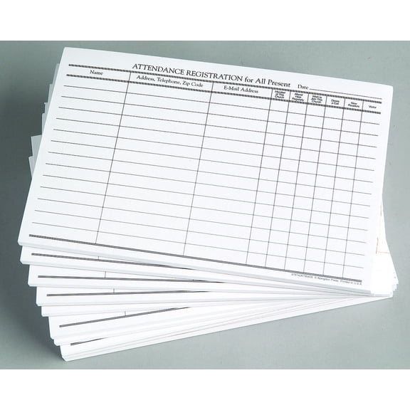 Attendance Registration Pad (Pkg of 12), (Hardcover)