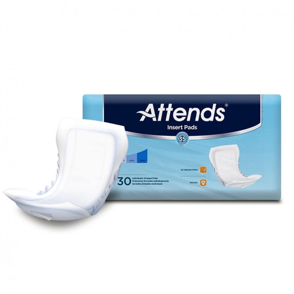 Attends Incontinence Liner Insert Pad 18 Inch Length, Moderate Absorbency, Polymer, Unisex, Disposable, Bag of 30