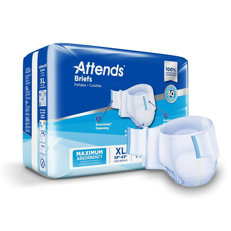 Attends Adult Incontinence Brief XL Heavy Absorbency Contoured