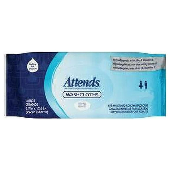 Attends Adult Washcloth Large 8" X 12-1/2" Part No. Wcpp1000 (576/case)