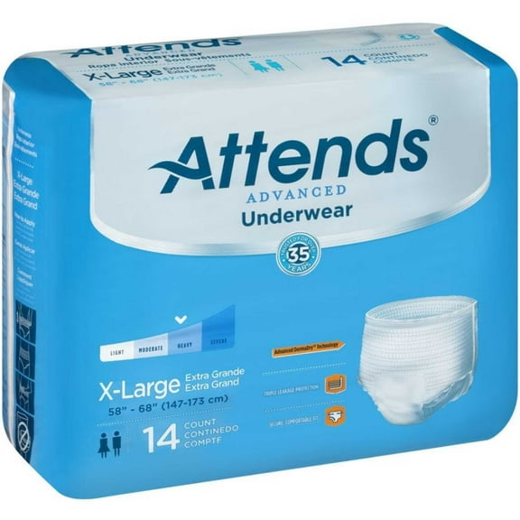 Attends Advanced Unisex Disposable Incontinence Underwear, Case of 56, Super Plus (56 Count)