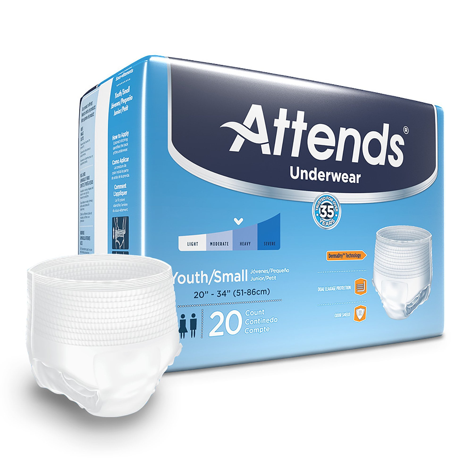 Attends Advanced Disposable Underwear Pull On with Tear Away Seams Small,  APP0710, Heavy, 20 Ct