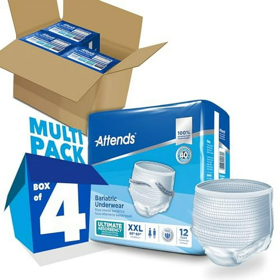 Attends Bariatric Disposable Underwear, 2X-Large, AU50, Ultimate Absorbency, 48 Ct
