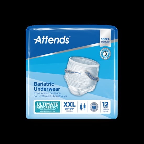 Attends Bariatric Underwear 2XL Incontinence Protective Ultimate Absorbency (12CT)