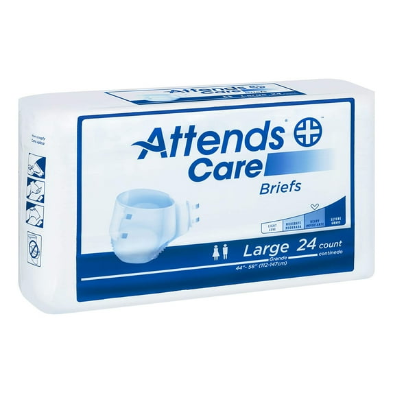 Attends Care Adult Incontinence Brief L Heavy Absorbency Breathable, BRHC30, Heavy, 72 Ct