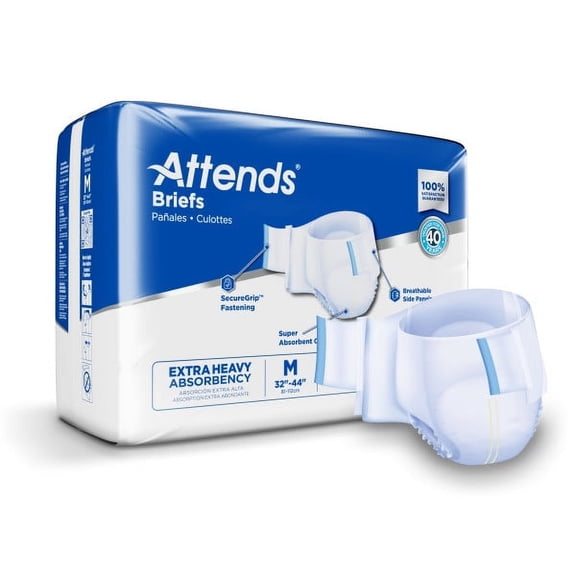 Attends DermaDry Plus Adult Brief DDP20 Medium Case of 96, White