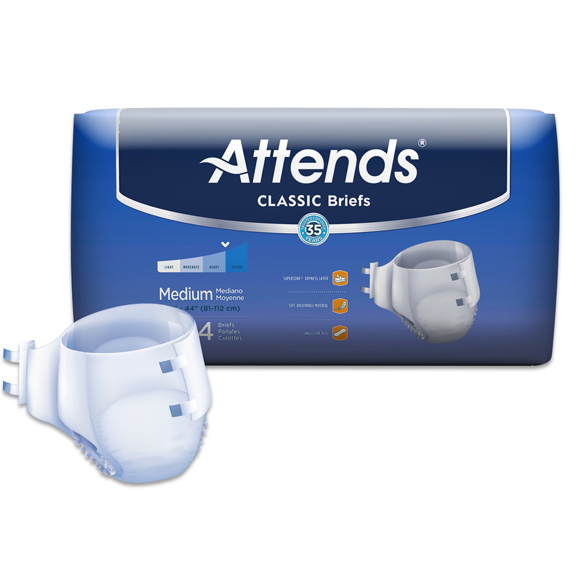 Attends Classic Adult Incontinence Brief M Heavy Absorbency BRB20 ...