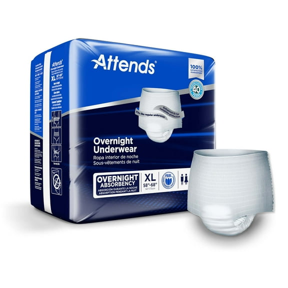 Attends Discreet Disposable Underwear APPNT40, X-Large, 48 Ct
