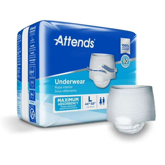 Attends Disposable Underwear Pull On with Tear Away Seams Large, AP0730, 42, 72 Ct