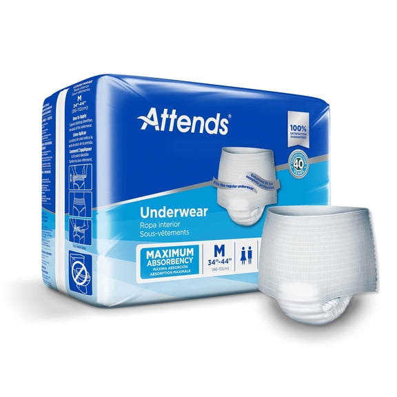 Attends Disposable Underwear Pull On with Tear Away Seams Medium, AP0720, 43, 20 Ct