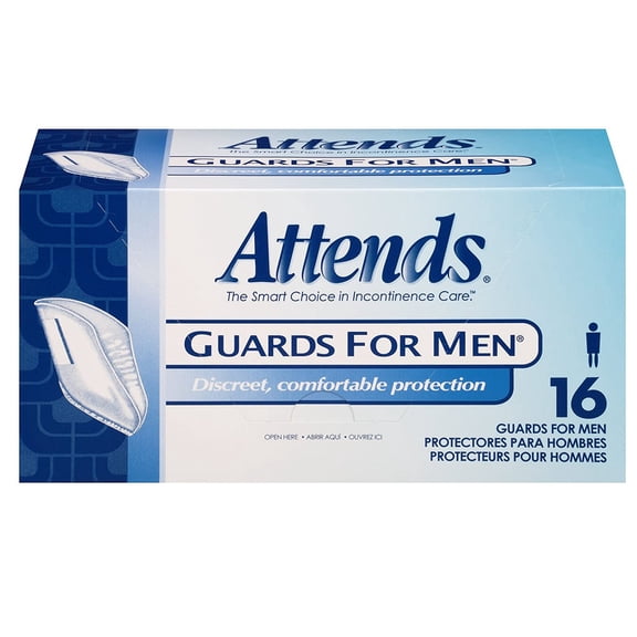 Attends Guards For Men, Light Absorbency, One Size Fits Most (5.9 Inches x 12.5 Inches), 16 Count