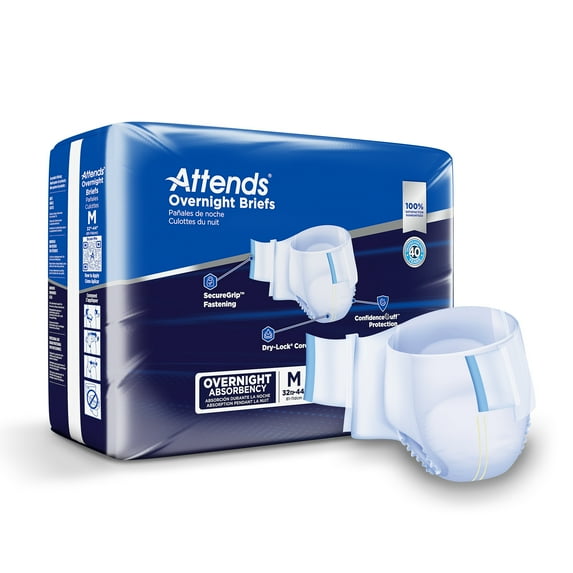 Attends Overnight Adult Incontinence Brief M Heavy Absorbency Overnight, DDEW20, Severe, 18 Ct