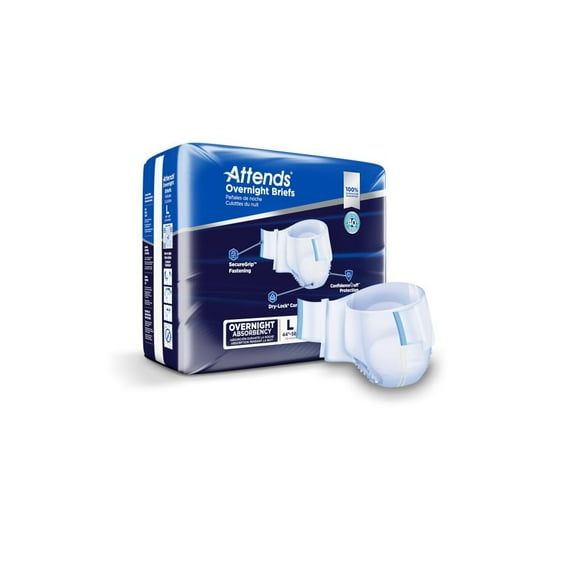 Attends Overnight Briefs, Overnight Absorbency, Large Case of 56