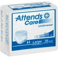 thumbnail image 1 of Attends Regular Absorbency Protective Underwear: Large, 44" - 58", 72 Count, 1 of 2
