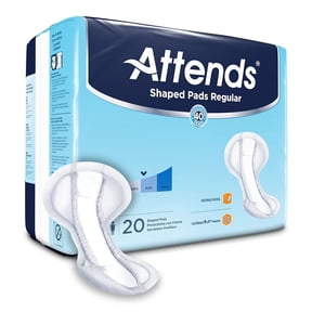 Attends Shaped Pads Regular Unisex Incontinent Pad Contoured 12 X 25.2 Inch SPDRA, Heavy, 20 Ct