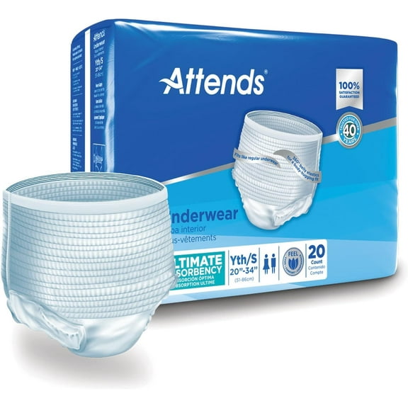 Attends Unisex Protective Incontinence Underwear, Ultimate Absorbency, Youth/Small, 480 Count