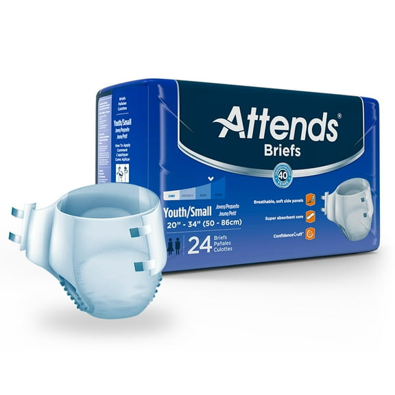 Attends Youth Incontinence Brief S Heavy Absorbency DD10, 24 Ct