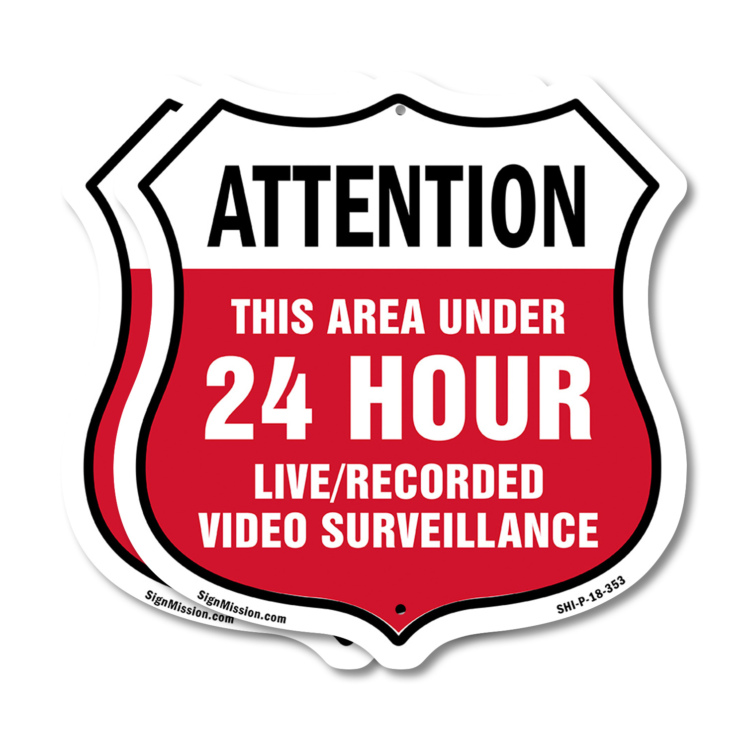 Attention This Area Under 24 Hour Live Recorded Video Surveillance (2 ...