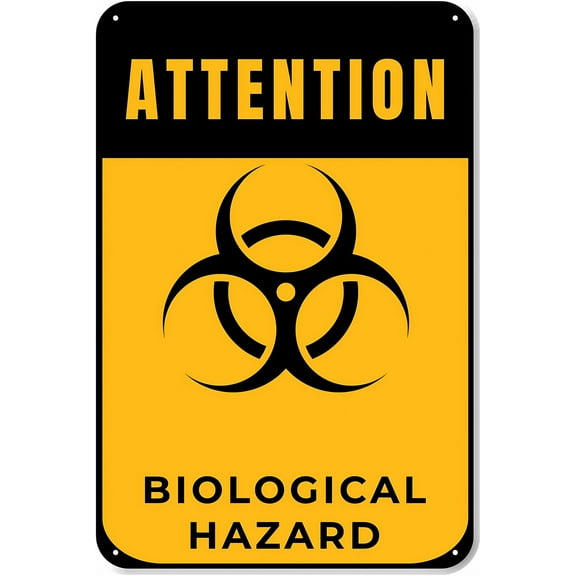 Attention Biological Hazard Caution - 8"x12" PVC Safety Sign, OSHA Compliant, Workplace Warehouse Jobsite Weatherproof Sign