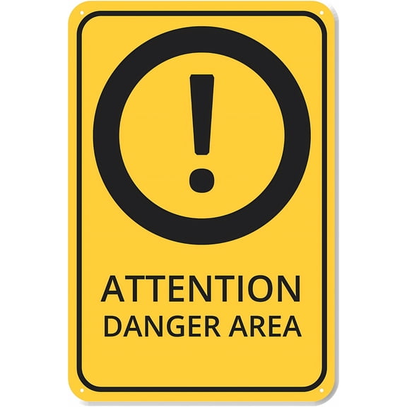 Attention Danger Area Sign - 8"x12" PVC Safety Sign, OSHA Compliant, Workplace Warehouse Jobsite Weatherproof Sign